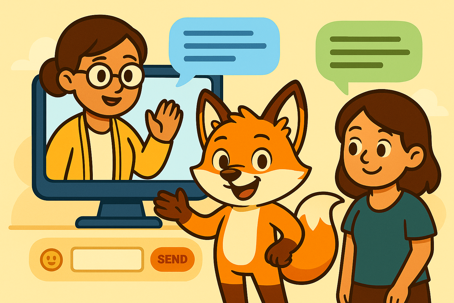 Ilustración de un equipo colaborando en la plataforma